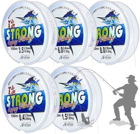 Dailygoods- Vislijn 5 Rollen 100 m Sterk Monofilament - Visdraad - Diameter 0,1/0,2/0,3/0,4/0,5 mm - Predatory Vissen - DIY Parelsieraden - Armbanden - Aangellijn