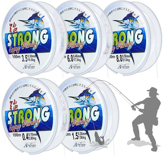 Dailygoods- Vislijn 5 Rollen 100 m Sterk Monofilament - Visdraad - Diameter 0,1/0,2/0,3/0,4/0,5 mm - Predatory Vissen - DIY Parelsieraden - Armbanden - Aangellijn van Dailygoods