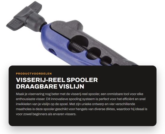 Dailygoods- Vislijn Spooler Draagbaar - Verstelbaar Spooling Systeem - Kunststof/Roestvrij Staal - 4 Maten Gaten - 500 Meter Capaciteit - Lichtgewicht 56 Gram - Vislijn Winder