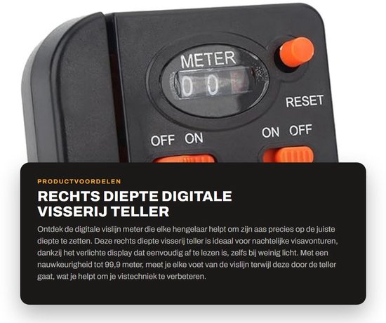 Dailygoods- Vislijnmeter Nauwkeurig tot 99,9 m - Digitale Diepte Teller - Verlicht Display - Hengel Accessoire - Eenvoudig Afleesbaar bij Nacht - Lijnmeter