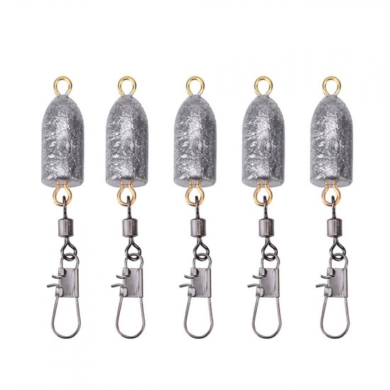 Dailygoods- Vislood 20g - 5 Stuks - Sinkers - Interlock Snap - Connector - Zoetwater/Zoutwater - Hengelsportgewichten