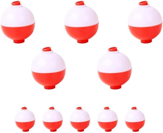 Dailygoods- Vissen Float Duurzaam - 10 Stuks - ABS Materiaal - Drukknop - Ronde Boei - Opvallende Kleuren - Diameter 1,9/3,2 cm - Visdobbers
