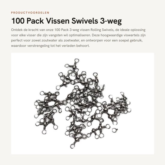 Dailygoods- Vissen Swivels 100 Pack - 3-weg Draaibaar - Barrel Swivels - Connector Ringen - Roestvrij Staal - Duurzaam en Corrosiebestendig - Visconnector