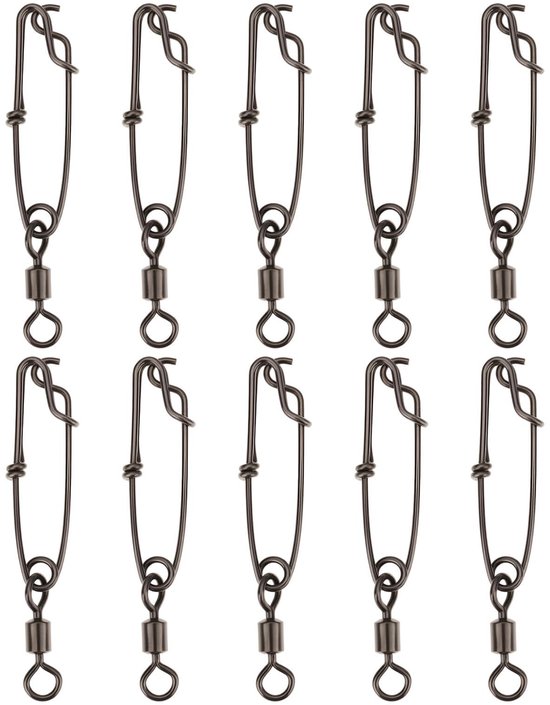 Dailygoods- Vissnoer 10PCS - Heavy Duty - Zoutwatervissen - Lange Lijn - Snaps - Roestvrij Staal - Max. Treksterkte 128 kg - Visclips