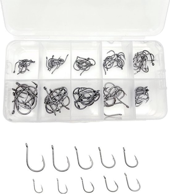 Dailygoody - 100 stuks - Koolstofstalen Vishaken - Diverse Maten
