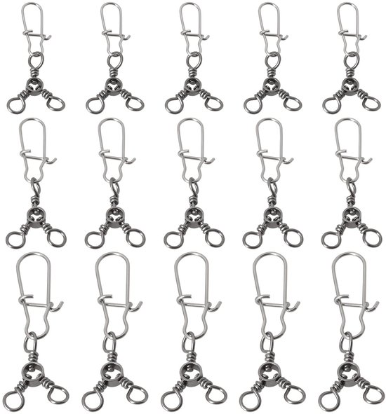 Dailygoody - 30 Stuks 3-Weg Swivel Snaps - Triple Swivels voor Vissen - Perfect voor verschillende vistechnieken - Maten #2, #6, #8 - Betrouwbare viss