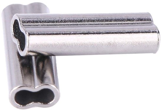 Dailygoody - Barrel Crimp Sleeves - Dubbel Koper Vislijn - Sterk Messing Verbinder - Zilver - Koper Buis - 100 Stuks - Binnendiameter 1,2 mm