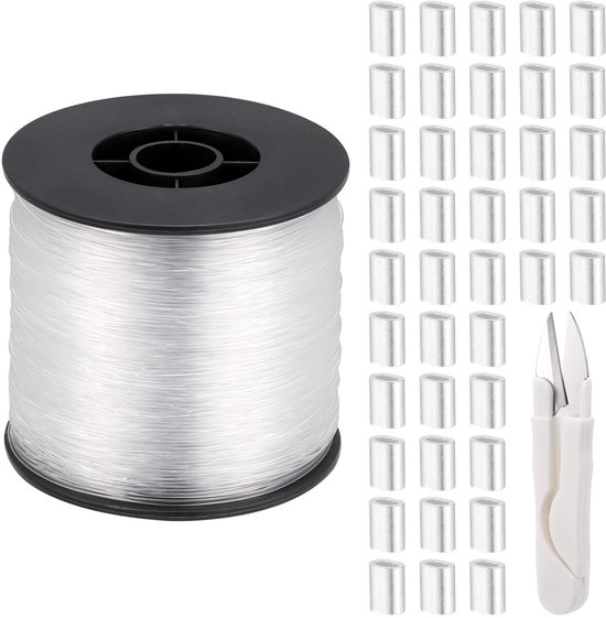 Dailygoody - Doorzichtige visdraad - Nylon monofilament - Sterk en onzichtbaar - 0,8 mm 656 voet - Geschikt voor decoraties - Transparant