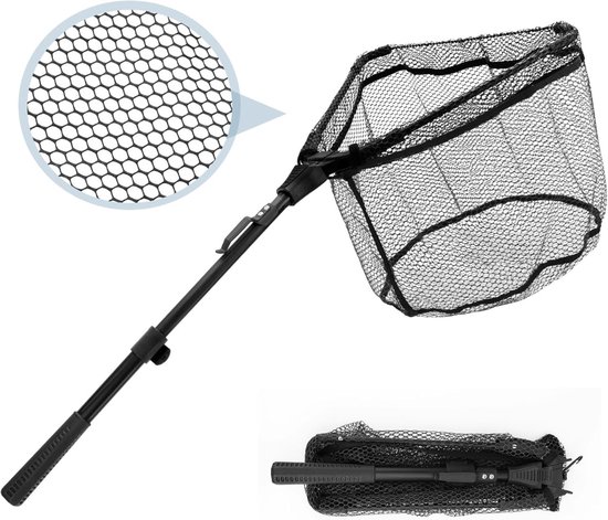 DailySupplies® Schepnet Vissen - Landingsnet Vijver - Karper Zeevisnet - Roofvisnet - Zwart