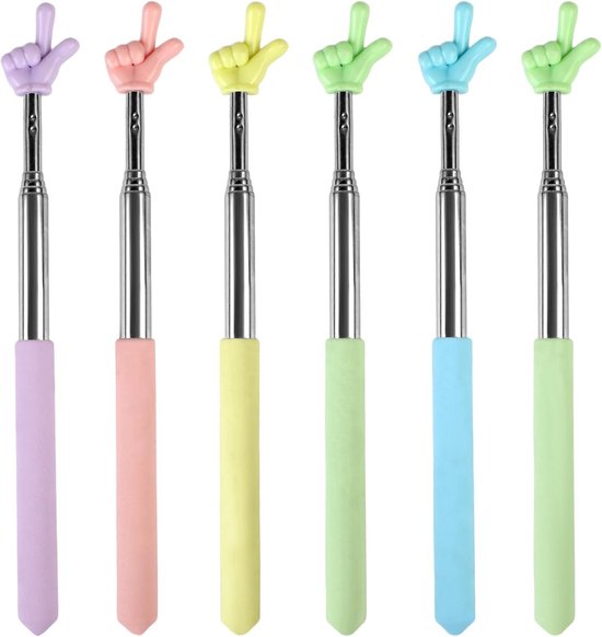 Daity Set van 6 aanwijsstokken, intrekbare gekleurde aanwijsstokken, mini intrekbare docentenaanwijsstokken voor presentaties, whiteboards, schoolborden, schoolbenodigdheden (5 kleuren) van Daity