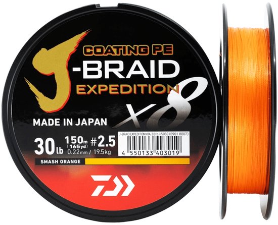 Daiwa J-Braid Expedition X8E | 300m 0.18mm Smash Orange