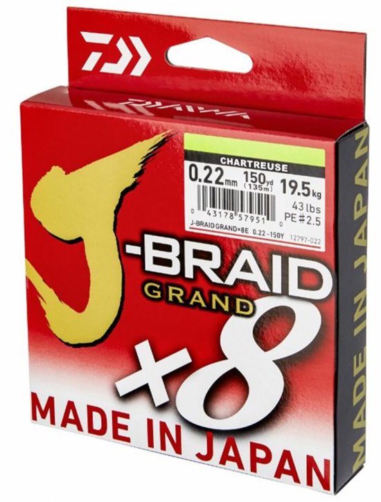 Daiwa J-Braid Grand X8 | 300m 0.13mm / 8.5kg Chartreuse