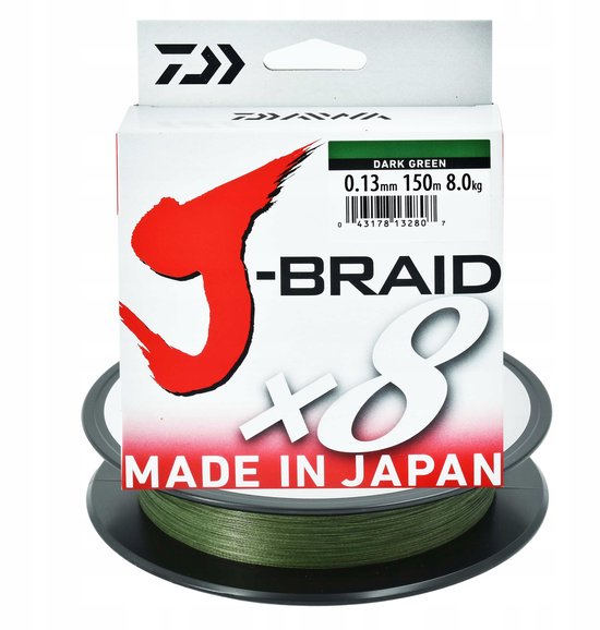 Daiwa J-Braid X8 Groene Vislijn 0.13mm 150m - Sterk & Betrouwbaar