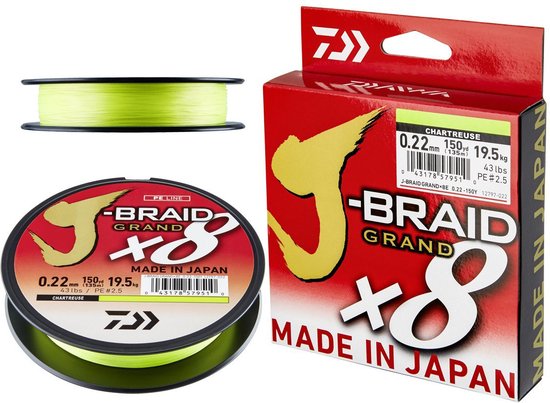 Daiwa - Lijn gevlochten J-Braid X8 Grand Chartreuse 150m - Daiwa van Merkloos