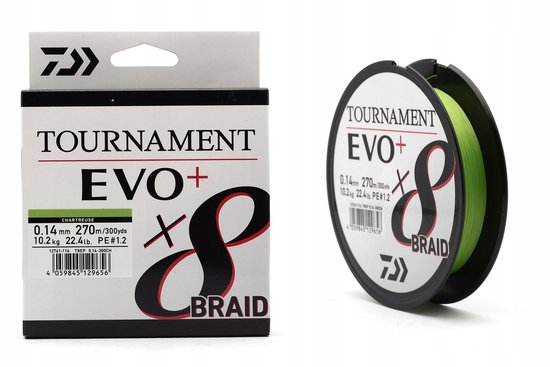 Daiwa Tournament 8X EVO+ Gevlochten Lijn 270m 0.16mm