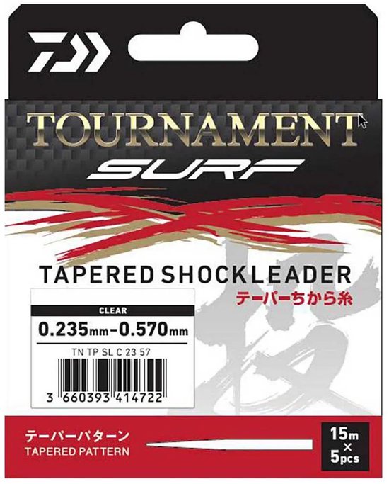 Daiwa Tournament Surf Taps Toelopende Onderlijn 5x15 M Transparant 0.230-0.620 mm