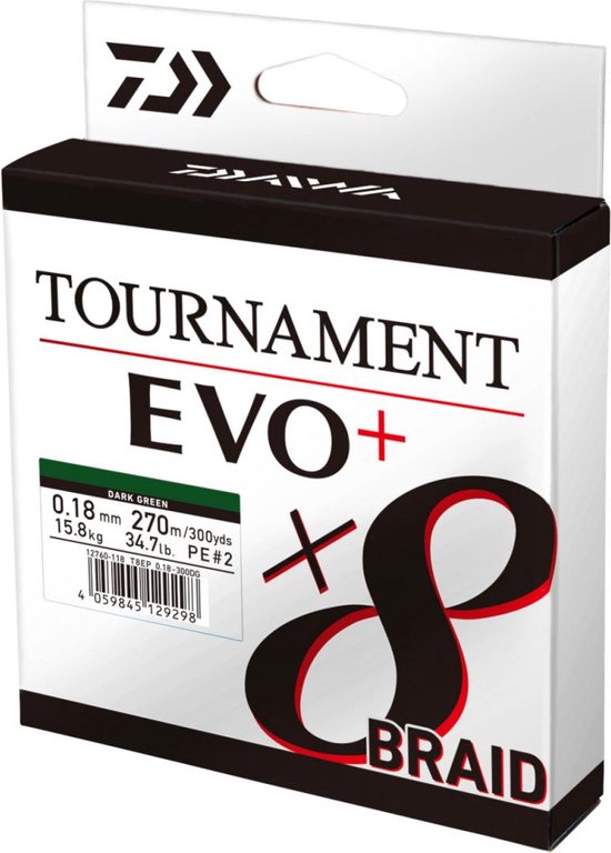 Daiwa Tournament X8 EVO+ Chartreuse 135m 0.08 mm 4.90kg van Daiwa
