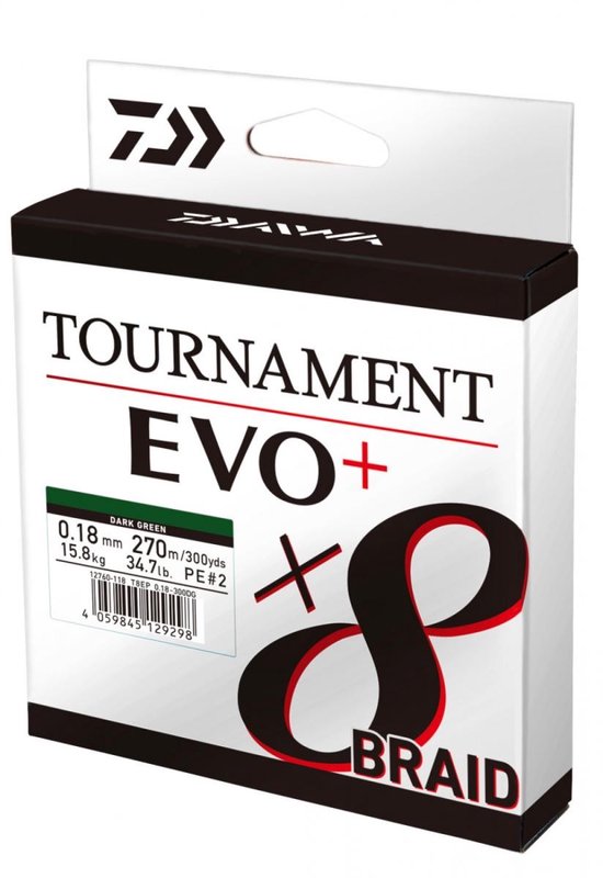 Daiwa Tournament X8 EVO+ Chartreuse 135m 0.20 mm 18.0kg van Merkloos