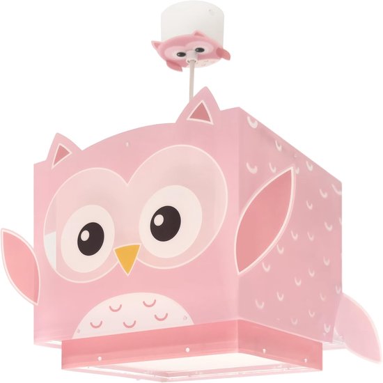 Dalber Little Pink Owl Kinderhanglamp, 64482M, E27, kinderlampen, meisjeskamer.