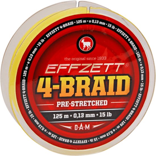 Dam Effzett 4-Braid - 125m 0.10 Mm Geel van DAM