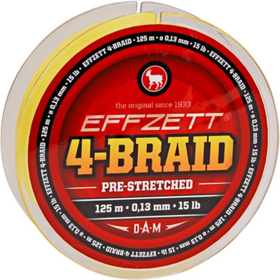 Dam Effzett 4-braid 125m Geel 0.10 Mm van DAM