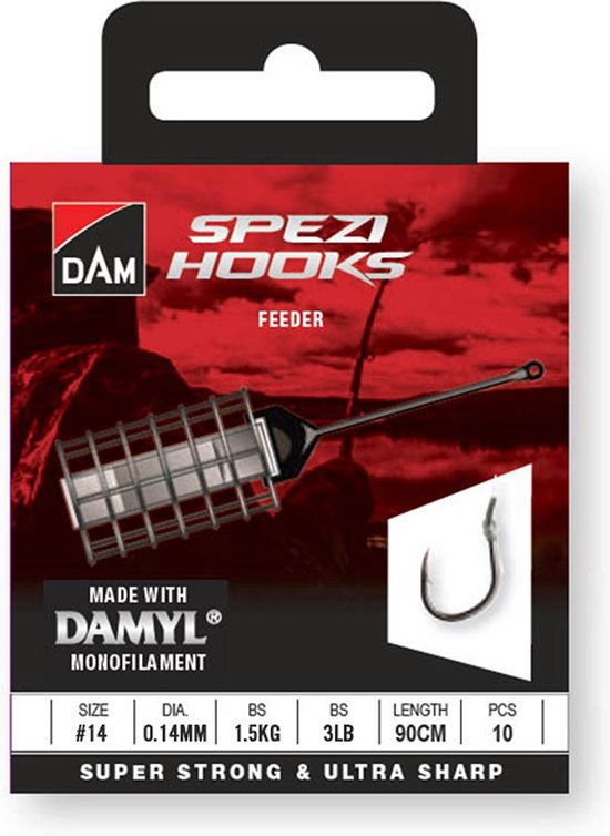 Dam Spezi Hooks Feeder H14 0.14mm 90cm van Merkloos