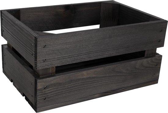 Deco Decoratieve Natuurlijke Houten Doos Zwart | 30 x 20 x 15 cm | Houten Mand | Opbergcadeau Decoratie DIY Knutsels Documenten Objecten Speelgoed Gereedschap