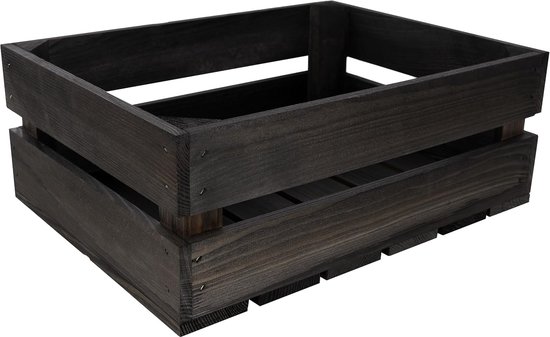 Deco Decoratieve Natuurlijke Houten Doos Zwart | 40 x 30 x 15 cm | Houten Mand, Opbergcadeau Decoratie DIY Knutselen Documenten Speelgoed Gereedschap