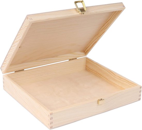 Deco Houten Doos Onafgewerkte Geheugenkist - 29 x 25 x 6,5 cm