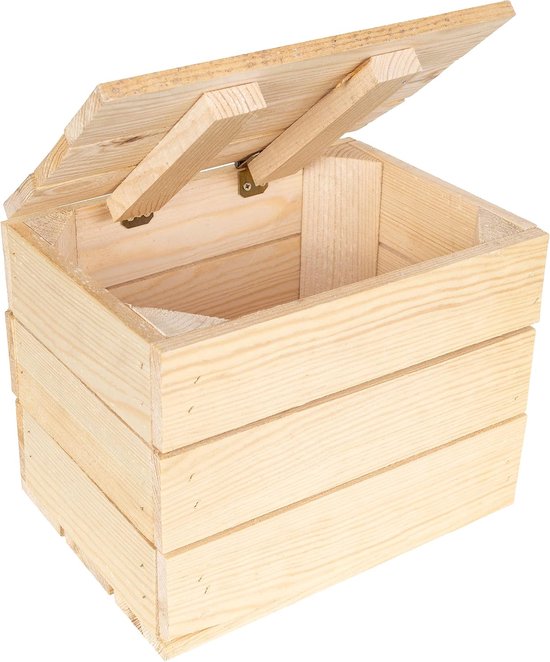 Deco Natuurlijke Houten Doos met Groot Deksel | 27,5 x 20 x 21,5cm | Vintage Opbergdoos | Perfect voor Cadeau Decoratie DIY, voor Documenten Speelgoed Gereedschap