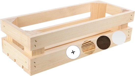 Deco Natuurlijke Houten Kist | 34 x 14 x 9 cm | Houten Mand Ideaal voor Opslag Cadeau Decoratie DIY Ambachten, voor Documenten Speelgoed Gereedschap