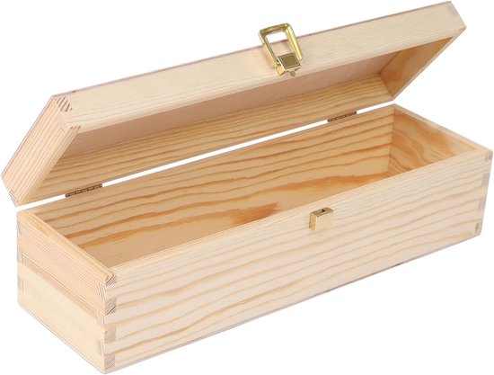 Deco Wijn Houten Kist Gewoon | 36 x 11 x 9,8 cm | 1 Spatie, Flessen-Geschenk Houten Houder | Perfect voor Decoupage, Opslag, Decoratie