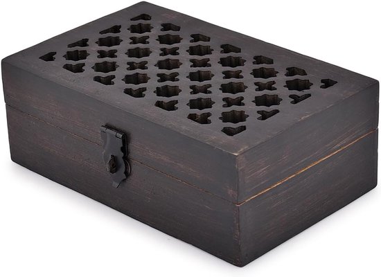 decoratieve houten kist met scharnierend deksel, ideaal voor aandenken, snuisterijen, sieraden en andere stash (20,32 cm x 12,7 cm 7,62 cm)