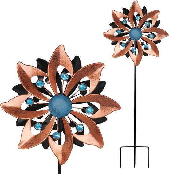 Decoratieve Metalen Windmolen voor Tuin, 109 cm, Weerbestendig Tuinornament, 3D Tuinsteker, Stabiel en Duurzaam voor Patio en Gazon Decoratie van Merkloos
