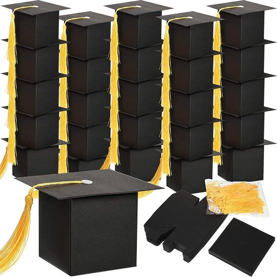 Decorations 50PCS Graduation Candy Box DIY Grad Cap Box for Graduation Gift Graduation Party Favors Decor