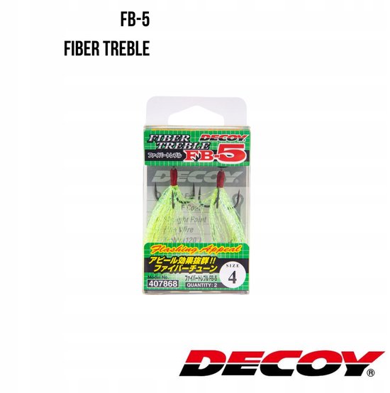 Decoy FB-5 Fiber Treble Hook #4 (2 stuks) - Lichtgewicht & schaarhaak van Decoy