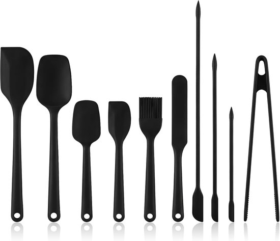 Deegschraper, Set Hittebestendige Spatels, 10Stk, Zwart