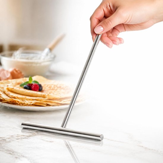 Deegverdeler voor Crêpes, Pannenkoeken en Palatschinken – Crêpespatel Roestvrij Staal – Verdelerblad 18 cm – Handgreep 20 cm – Bakspatel Crêpemaker Keuken