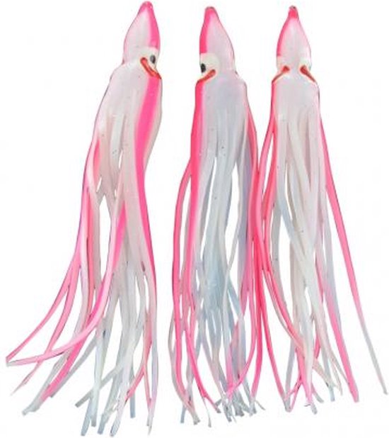 Dega Octopus bijvangers 3 stuks 12cm | wit-roze van Merkloos