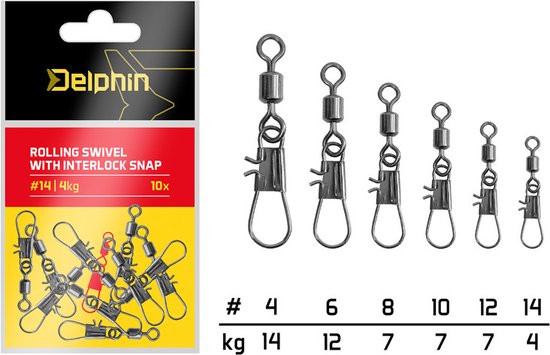 Delphin Rolling Swivel With Interlock Snap | 10 Stuks 4 van Merkloos