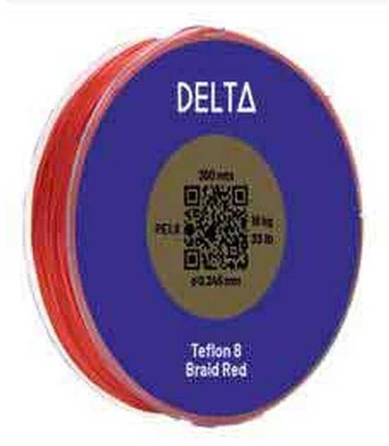 Delta Teflon 8 Braid 300 M Gevlochten Vislijn Rood 0.320 mm van Delta