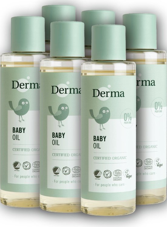 Derma Eco Babyolie - Hypoallergeen - Parfumvrij - met Vitamine E - voor Gevoelige Babyhuid - 6 x 150 ml van Derma