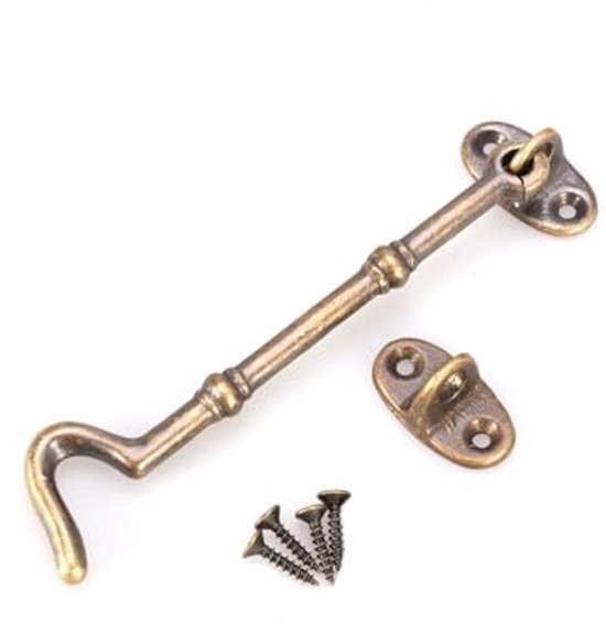 Deurhaak Messing, Deurhaak voor Cabin, Windhaak voor Raam, Deurhaak met Oog van Merkloos