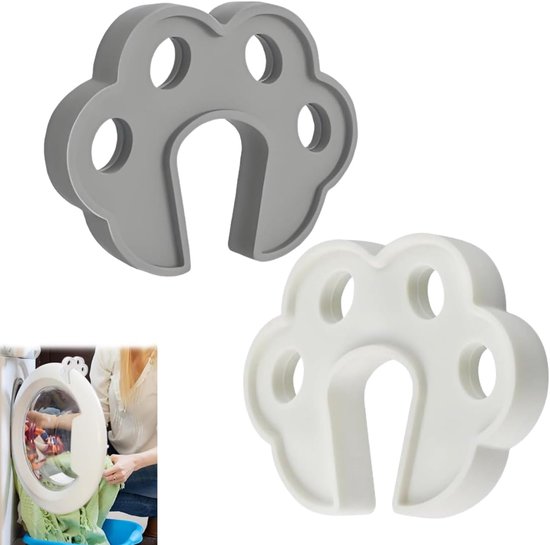Deursteun voor wasmachine, grijs en wit, deurstopper, deursteun voor het openen van de wasmachine, deursteun voor voorlader en droger om demping te voorkomen, 10 x 8 cm