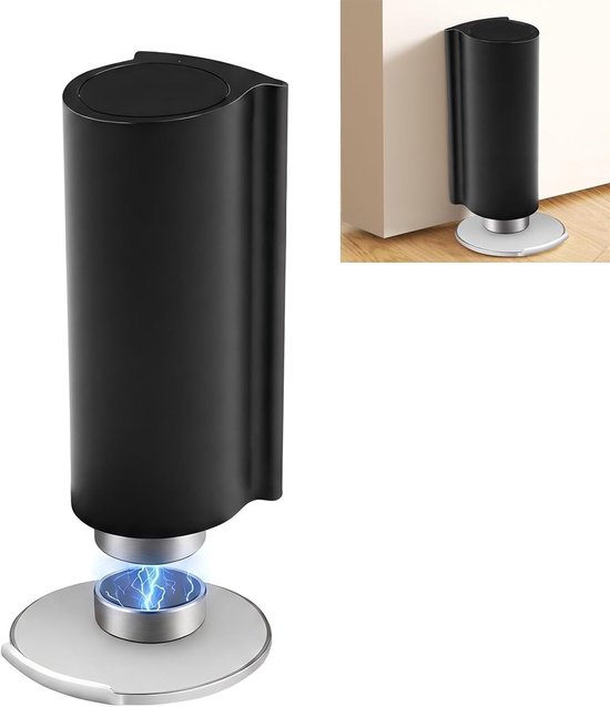 Deurstopper, bevestiging door lijm zonder boren, sterke magneet, met kleefkussen, winddichte deurstopper voor vloer of muur, zwart