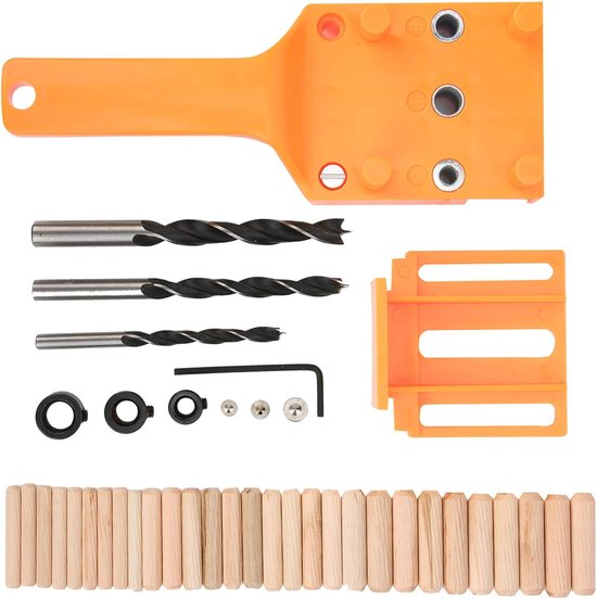 deuvelgatboorgeleider, 6 8 10 mm deuvelmal Handheld zelfcentrerende zakgatmal Gereedschap voor rechte gaten Werken Houtbewerking Boren Markering(Oranje)