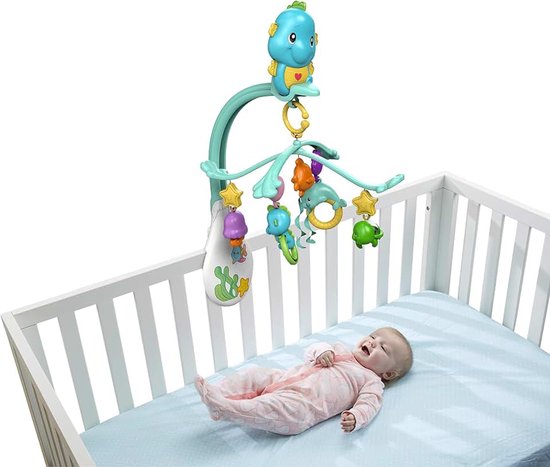 DFP12 - Zeeppaardje 2-in-1 baby mobiel met muziek en afneembare rammelaars babyuitrusting vanaf de geboorte