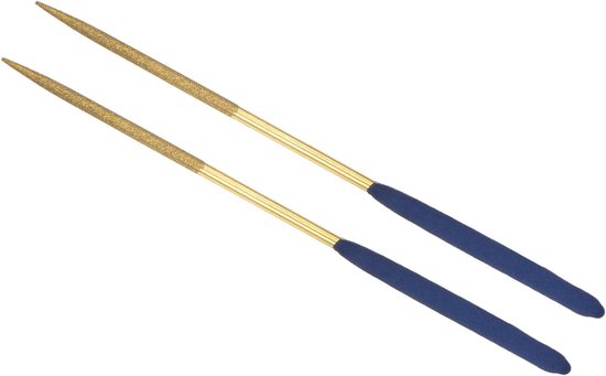 Diamond Coated Needle File - 3mm Shank 140mm Length - Titanium Coated Round Type Files Grinding Tool - Toepassingen: voor Metalen Glas Steen - 2-Stuks van Merkloos
