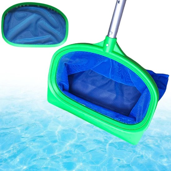 Diep vangnet met fijnmazig net voor op de grond - dubbel laags diep schepnet - extra stabiel plastic frame voor zwembaden vijvers spa's visvijvers waterparken