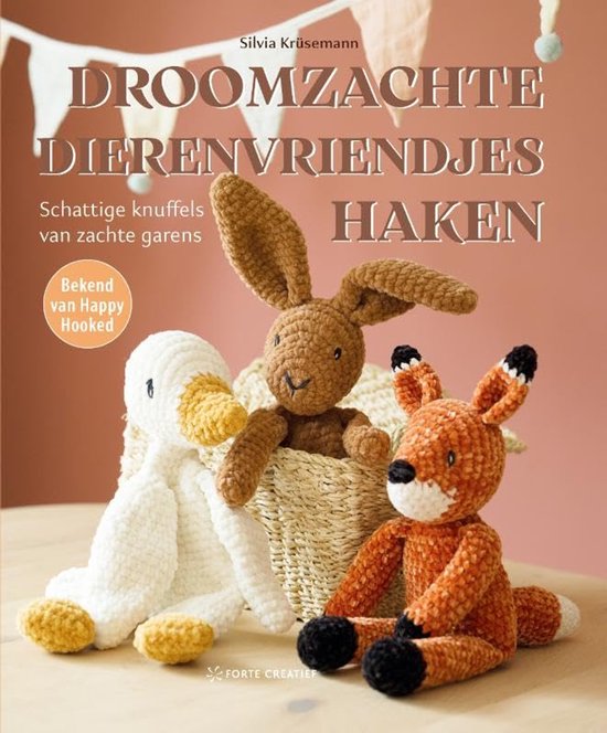 Dieren Vriendjes Haken - Zachte Knuffels - Baby Speelgoed Maken - Geborduurde Oogjes Veilig - 19 x 23 cm van Merkloos